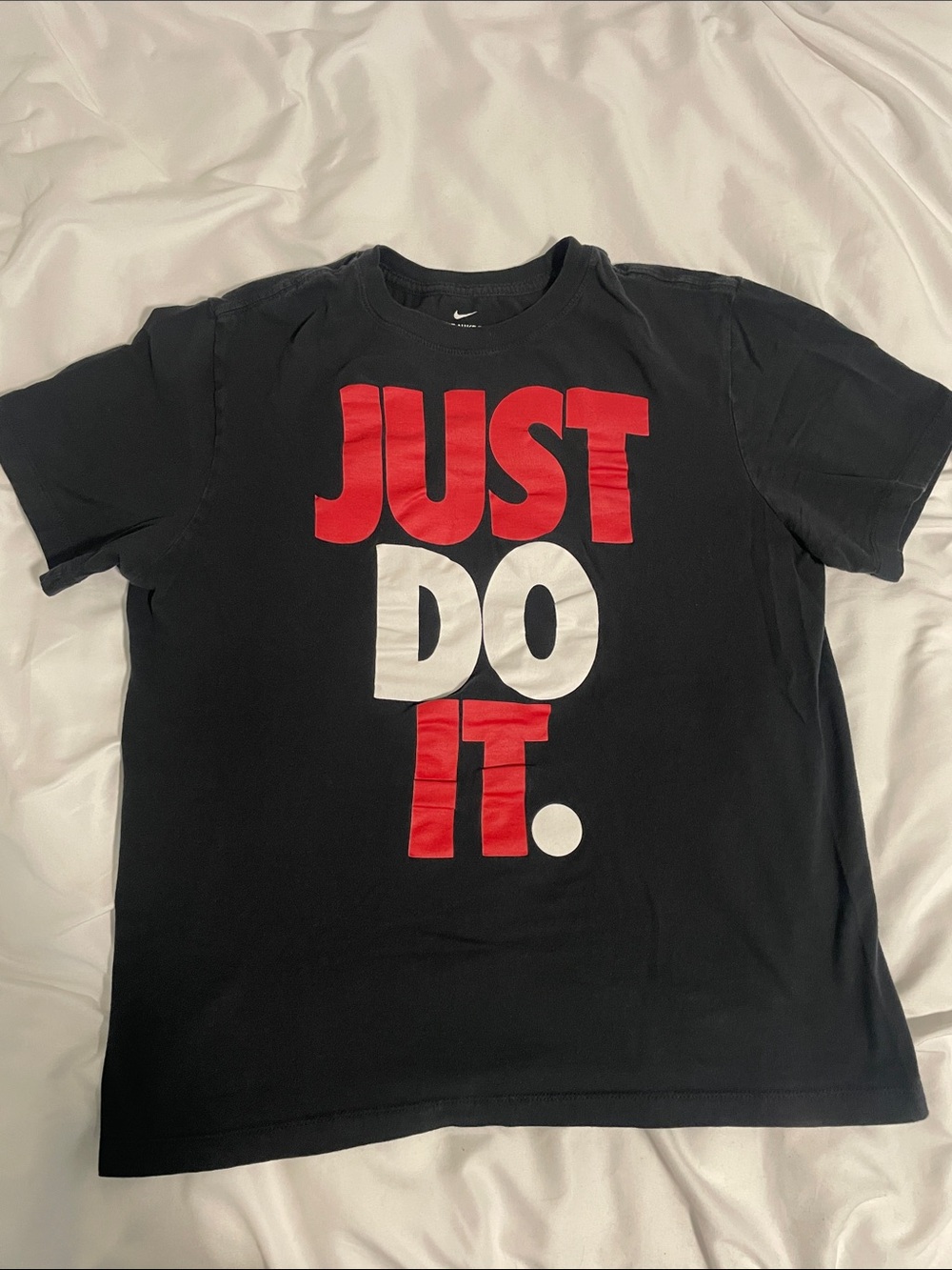 Nike Black Short Sleeve Tee with Red and White 'JUST DO IT.' Graphic